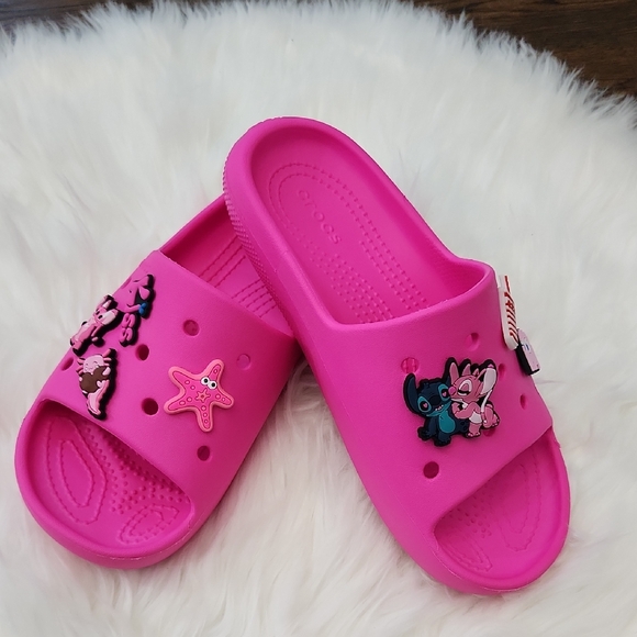Kids Crocs Classic Slide Sz.3 J With Jibbitz - Picture 1 of 12